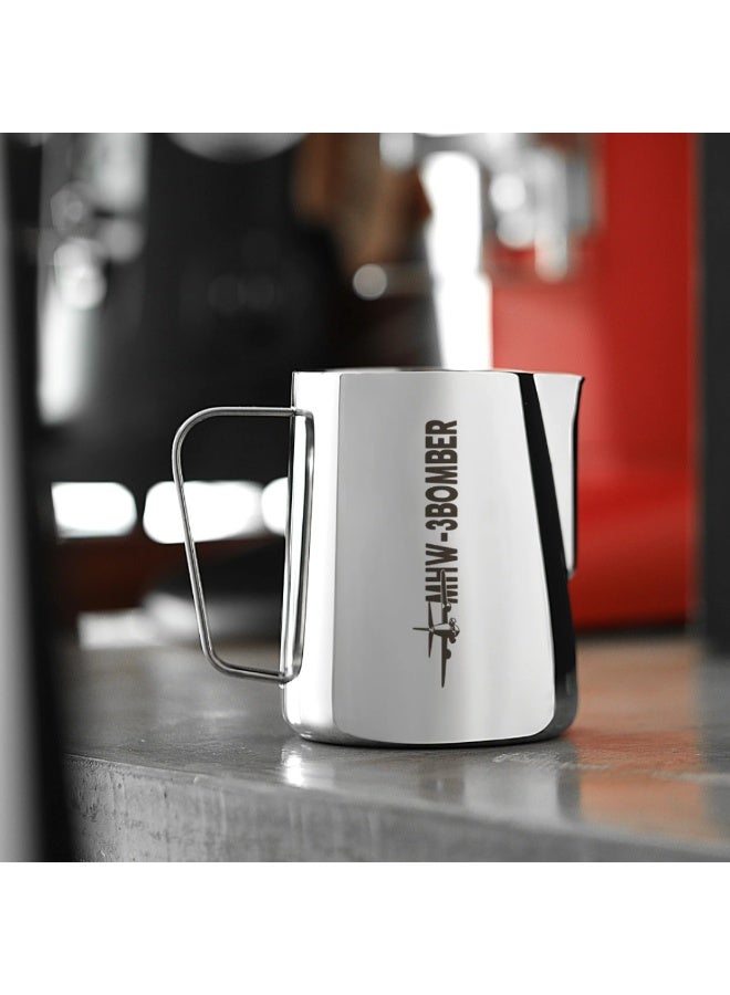 MHW-3BOMBER Latte Art Pitcher 5.0 Glossy Grey – 500 ml Stainless Steel Milk Frothing Jug with Patented Crocodile Spout & Economic Handle for Precision Pouring - Image 3